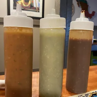 Loved the different hot sauce. Mild, spicy, And super spicy.