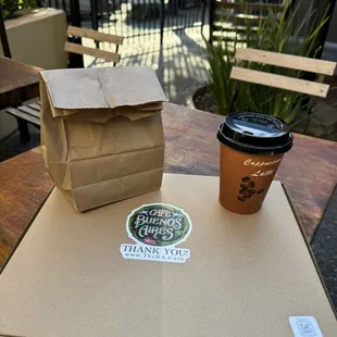 Enjoying breakfast in the outside seating area