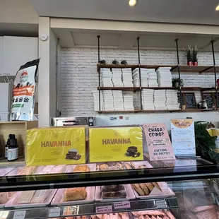 a variety of baked goods on display