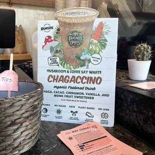 a sign for chagaccino
