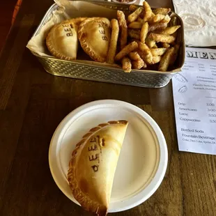 Chimi-fries and empanadas.