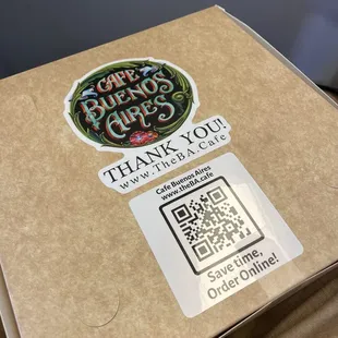 a box with a qr code on it
