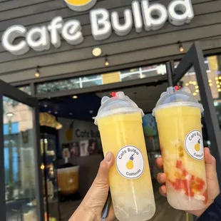 Mango slush with crystal jelly and rainbow jelly