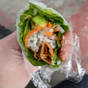 Insides -- good, crispy wonton + avocado. Lacking meat.