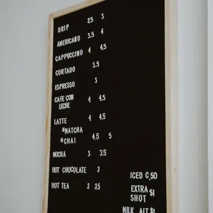 menu