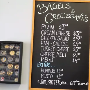 a menu and price list