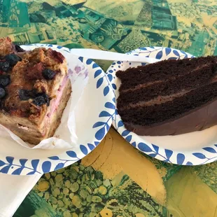 Bread pudding and Mocha mousse cake. Delicious and made in house.