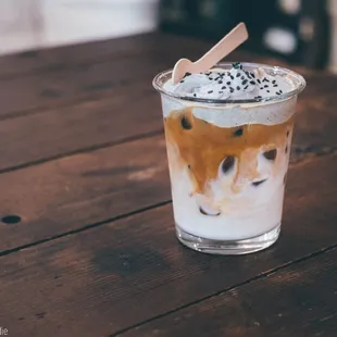 Sesame latte with espresso
 IG: @thephotographerfoodie