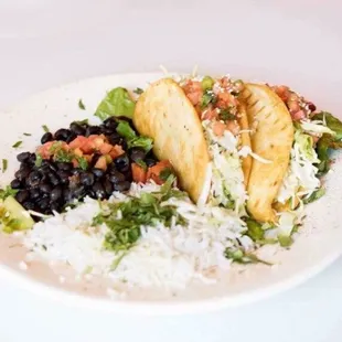 Mahi Mahi Tacos, Black Beans &amp; Cilentro Lime Basmati Rice