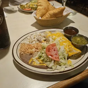 Enchiladas and sopapillas