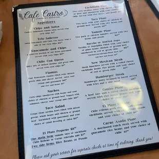 menu