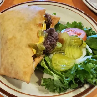 Green Chile Cheeseburger on sopaipilla
