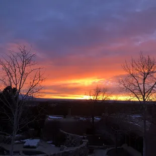 a view of the sunset from the patio