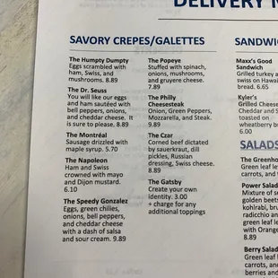 menu