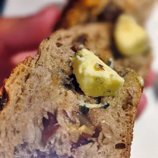a piece of bread with butter on it