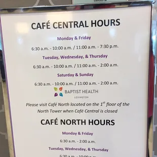 Café hours