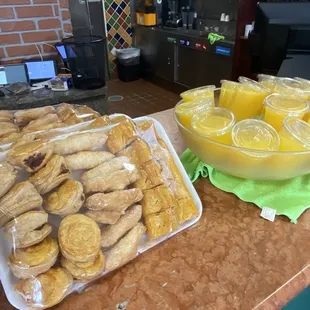 Variety of pastries and juice to-go