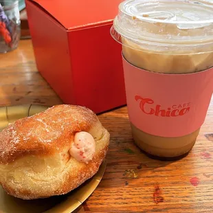 a donut and a cup of coffee