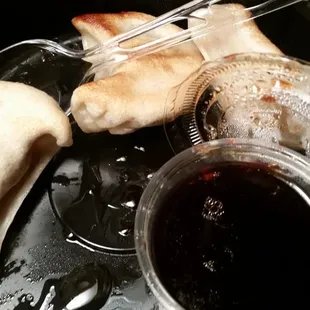 Pan fried dumplings (please skip as they had freezer burn flavor)