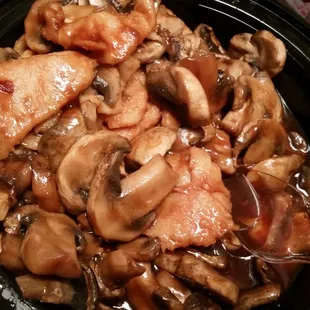 Chicken with mushrooms....actually Mushrooms (a lot of them) and Chicken in brown sauce