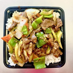 Mongolian Beef Rice Plate