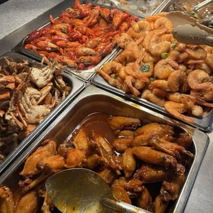 chicken wings and fried chicken, interior