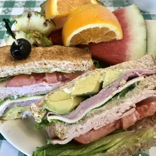 Cafe Chris club with a side of fruit.