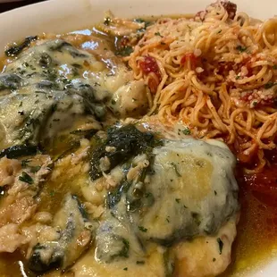 Pollo florentine. Chicken cooked nice and great flavor