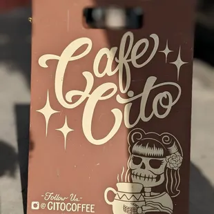 a sign for a coffee shop