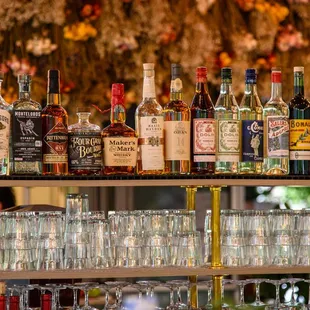 Some of the whiskies and aperitifs at the well-stocked bar.