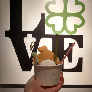 Taiyaki (filled with nutella) with a scoop of vanilla