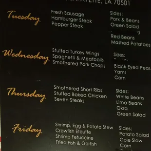 menu