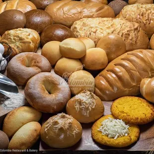 a variety of breads and pastries