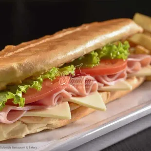 a sub sandwich and french fries