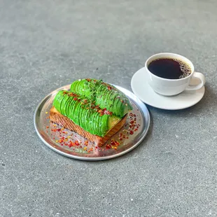 Fresh Avocado Toast with coffee