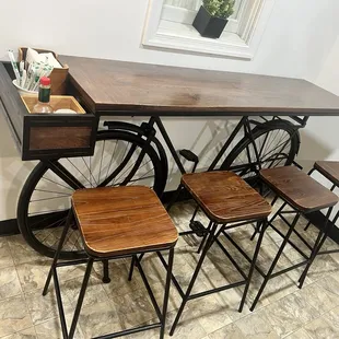 a table and four stools