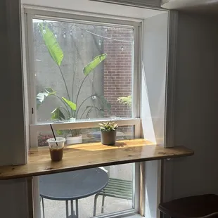 a table and a window