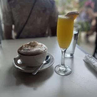 Cappuccino and mimosa