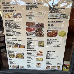 a menu in a window