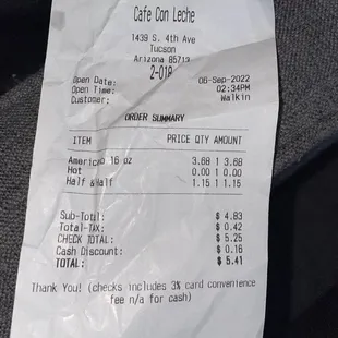 I don&apos;t think I&apos;ve ever been charged for half and half
