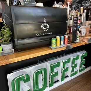 Coffee counter.