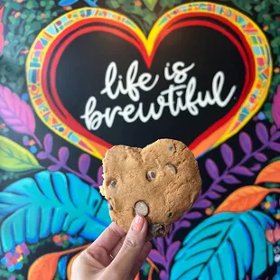 Fresh baked heart shaped cookie.