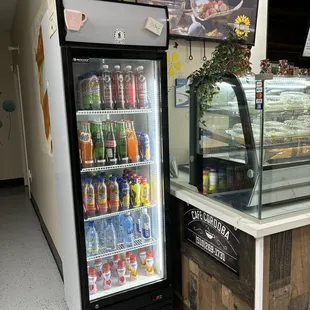 a refridgerator and a display case