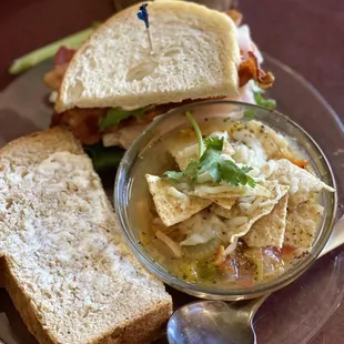 Tortilla soup and club sandwich