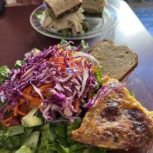 Quiche of the day + garden salad and turkey + avocado sandwich