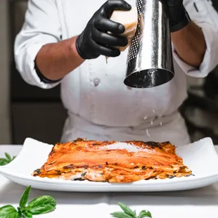 a chef preparing a dish