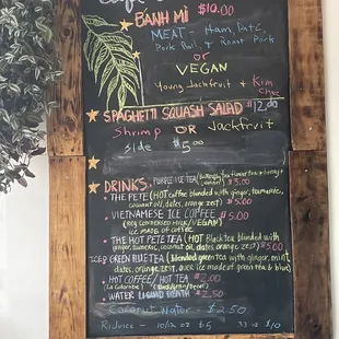 The menu