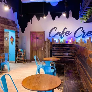 the interior of a cafe