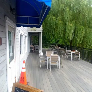 Patio over the river.