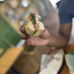 Deli sandwich on a bagel
